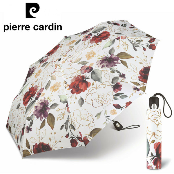 Pierre Cardin Damen Automatik Regenschirm Taschenschirm Pivoine Blumen Blüten