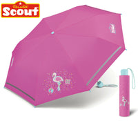 Scout Kinder Regenschirm mit Reflektionsstreifen leicht Flamingo mit Glitzer