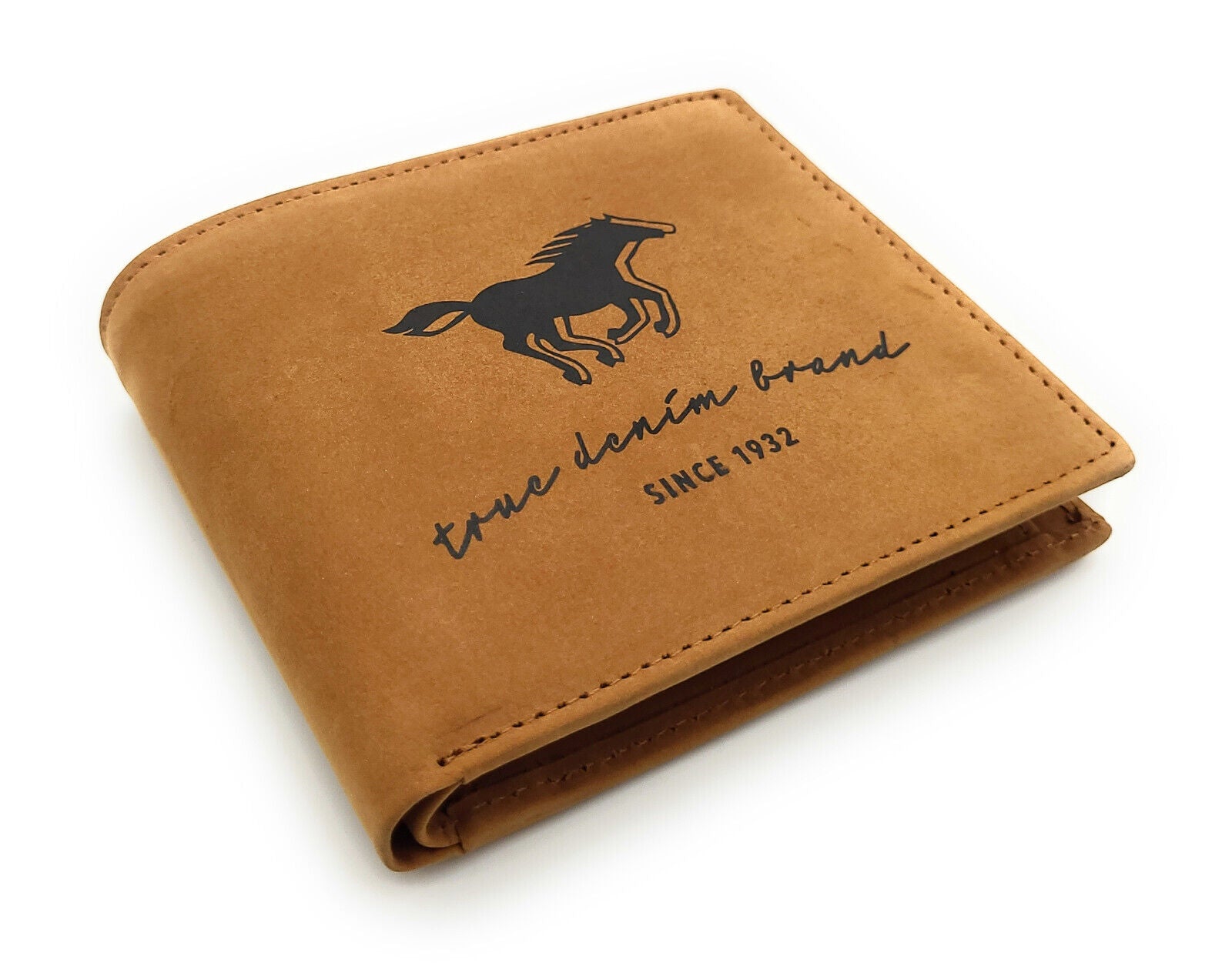 Mustang echt Leder Herren Geldbörse Portemonnaie flach gearbeitet mit RFID Schutz cognac braun