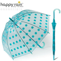 Regenschirm transparent durchsichtig Glockenschirm big dots happy rain blau
