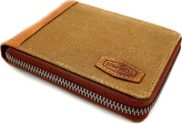 Sparwell echt Leder Canvas Reißverschluss Geldbörse Portemonnaie mit RFID Schutz