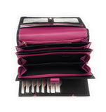 Jockey Club XL echt Leder Damen Geldbörse Portemonnaie 16 Kartenfächer mit RFID Schutz schwarz pink