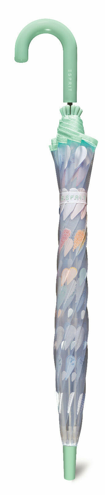 Esprit Kinder Regenschirm Stockschirm transparent / durchsichtig mit Farbwechsel, ändert Farbe bei Nässe