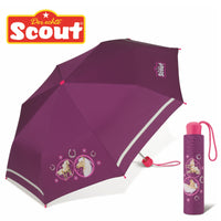 Scout Girls Kinder Regenschirm Taschenschirm mit Reflektionsstreifen Pink Horse