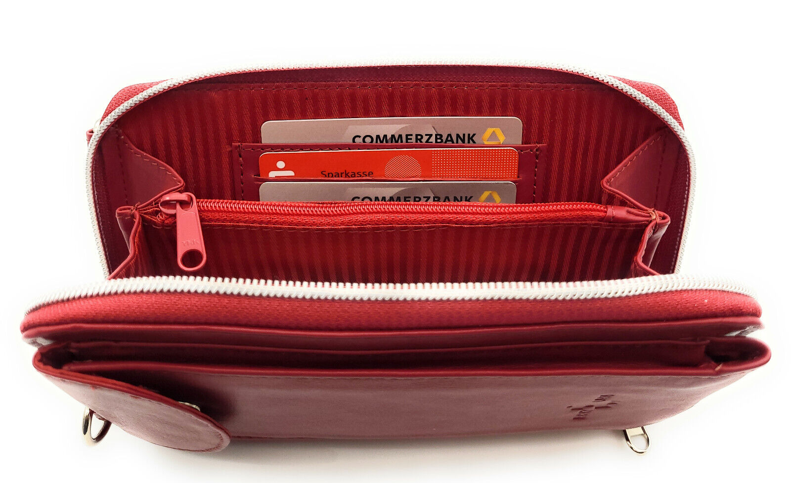 Lemasi echt Leder Handybörse Smartphonetasche Geldbörse Umhängetasche Handytasche rot