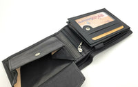 echt Leder Geldbörse Portemonnaie Geldbeutel mit RFID NFC Schutz Rindleder schwarz