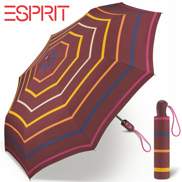 Esprit Regenschirm Taschenschirm Easymatic light Auf-Zu Automatik Special Edition Confetti Stripes maroon banner