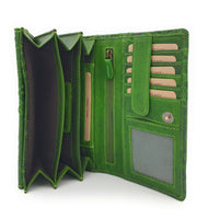Hill Burry echt Leder Damen Geldbörse Portemonnaie floral RFID NFC Schutz grün
