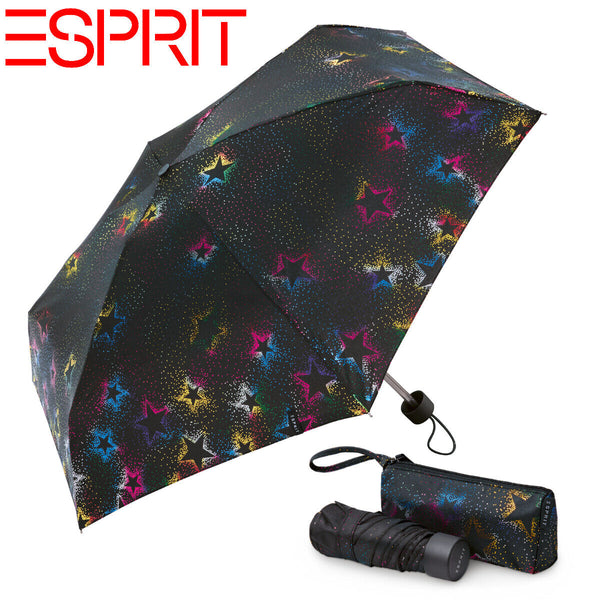 Esprit Regenschirm Taschenschirm Schirm Ultra Mini Pouch multi metallic