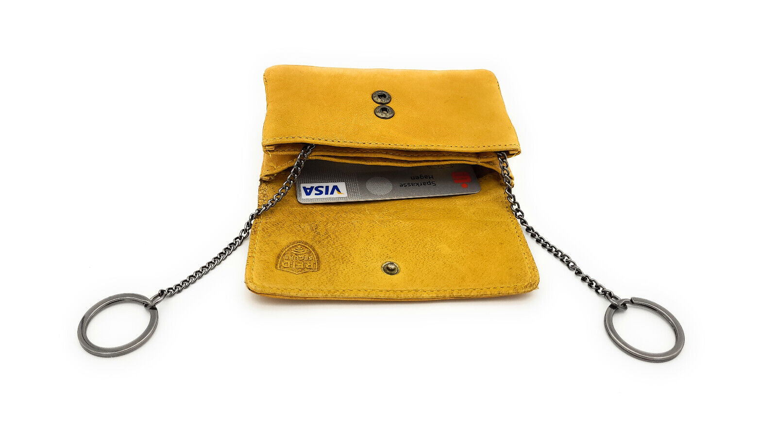 Jockey Club echt Leder Schlüsseletui Doppelfach Vintage Shabby Chic Used Look mit RFID Schutz curry