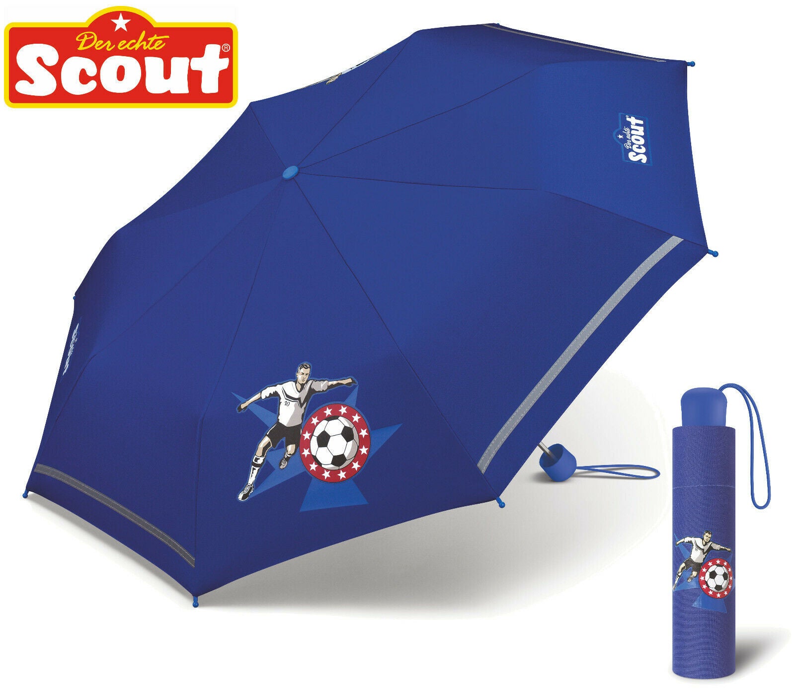 Scout Kinder Regenschirm mit Reflektionsstreifen leicht Fußballstar Fussball