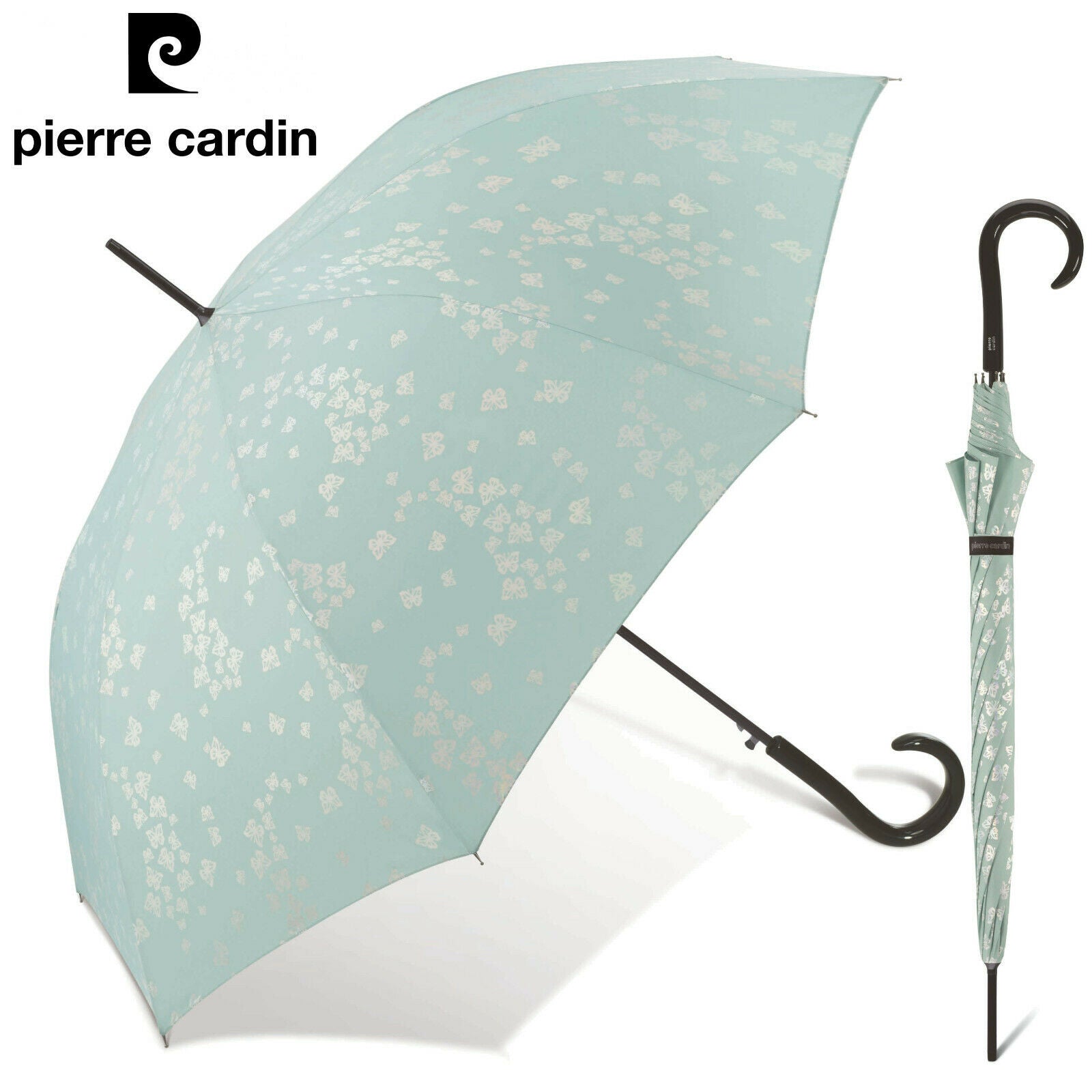 Pierre Cardin Damen Automatik Regenschirm Stockschirm Schmetterlinge Papillion aquifer