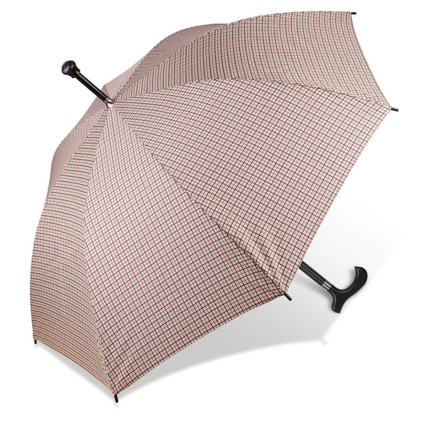 Dr. Neuser Regenschirm Stützschirm Gehhilfe Gehstock Fritzgriff Gummipuffer karo beige